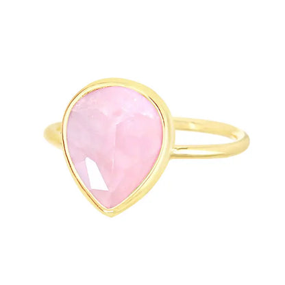 Rose Quartz Teardrop Ring