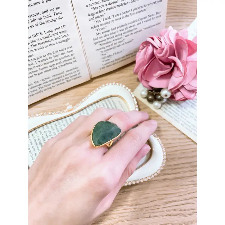 Moss Agate Statement Ring