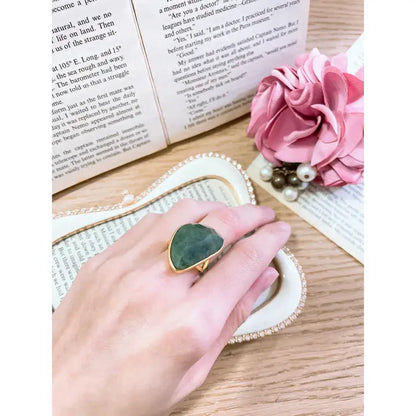 Moss Agate Statement Ring