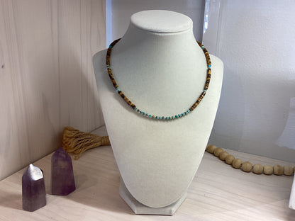 Beaded Crystal Necklace- Tiger’s Eye &amp; Turquoise