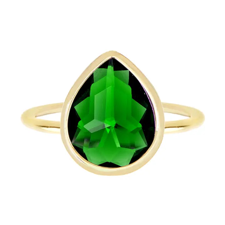 Emerald Crystal Pear Ring - Gf