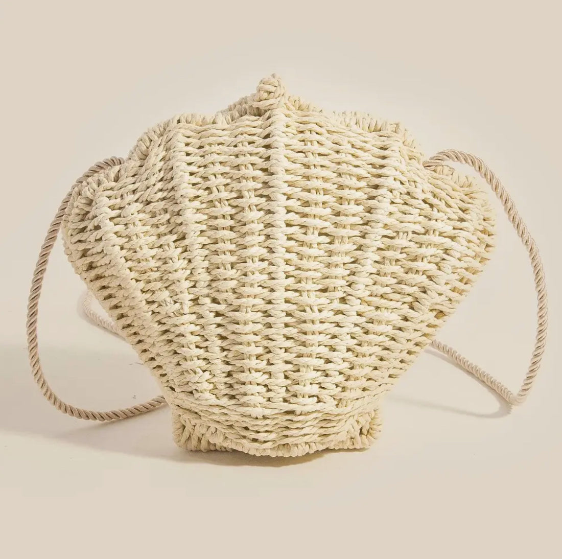 Straw Braided Seashell Bag