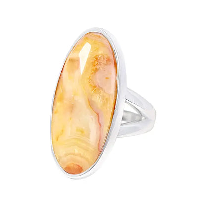 Crazy Lace Agate Oval Cabochon Ring