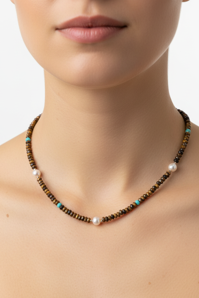 Beaded Crystal Necklace- Tiger&