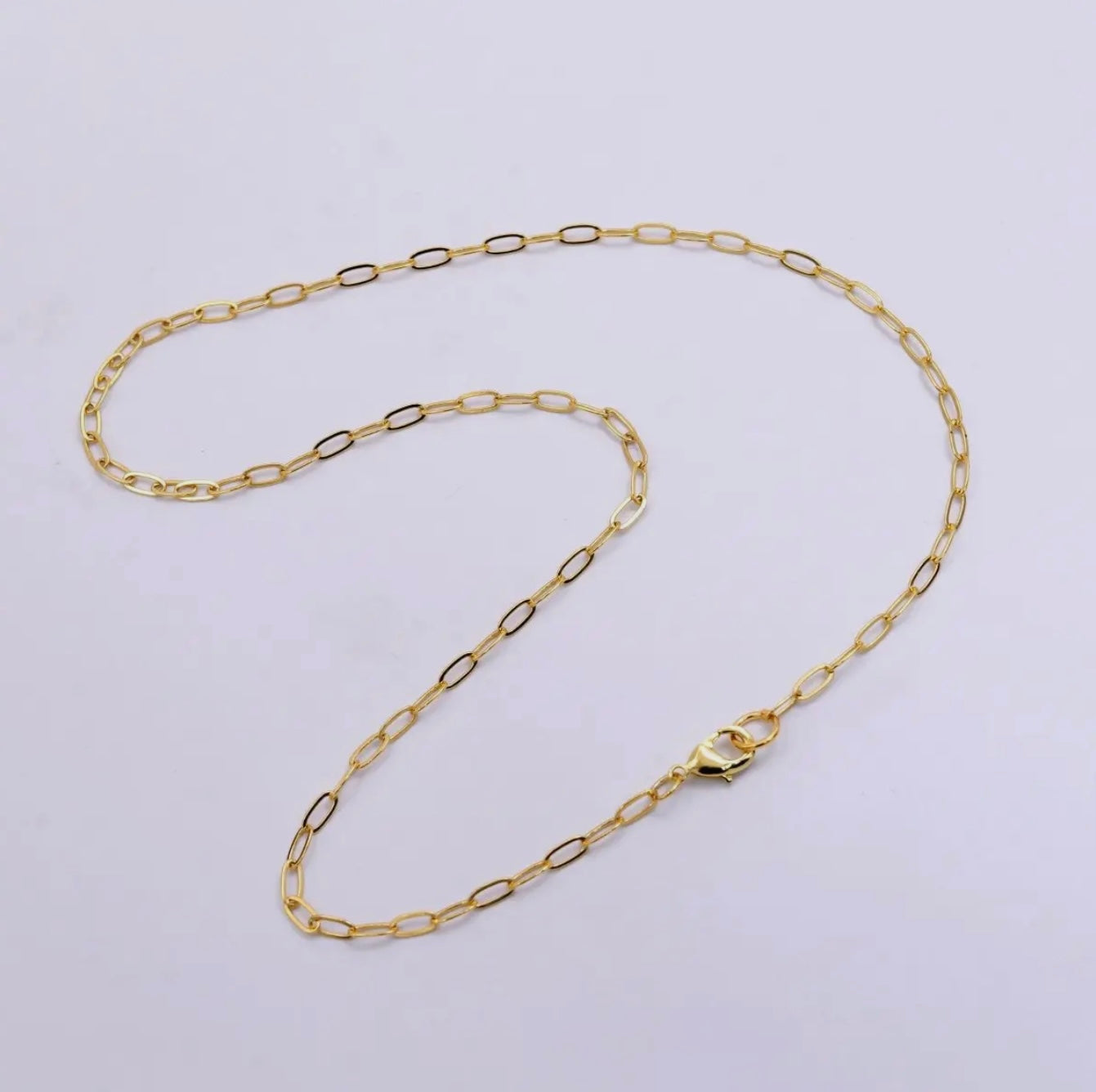 14K Gold Filled 3mm Paperclip Chain 17.5 inch Necklace