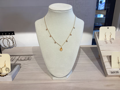 Dangly Crystal Teardrop Necklace- Carnelian