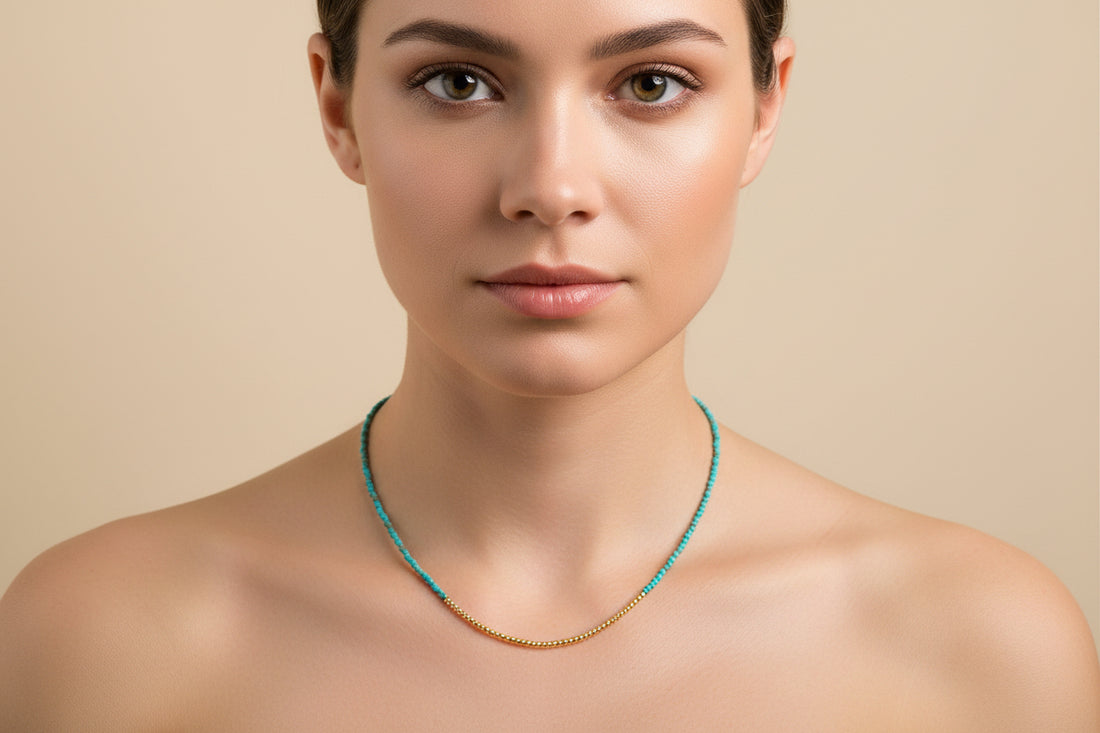 Beaded Crystal Necklace - Turquoise