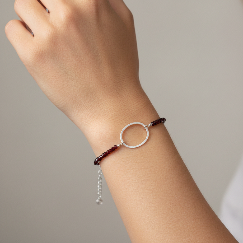 Crystal Bracelet- Red Garnet