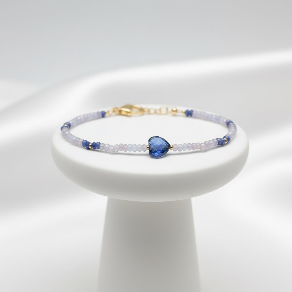 Crystal Bracelet - Sodalite Heart and Rose Quartz