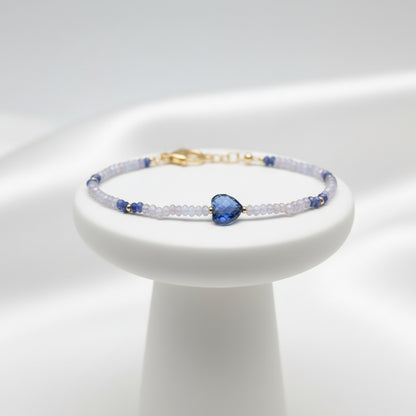 Crystal Bracelet - Sodalite Heart and Rose Quartz