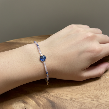 Crystal Bracelet - Sodalite Heart and Rose Quartz