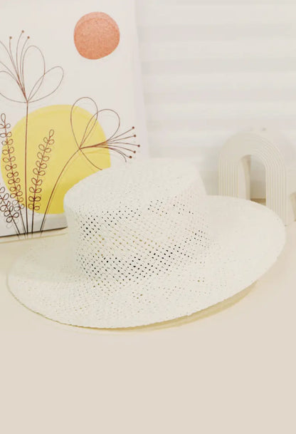 Straw Braided Flat Brim Sun Hat