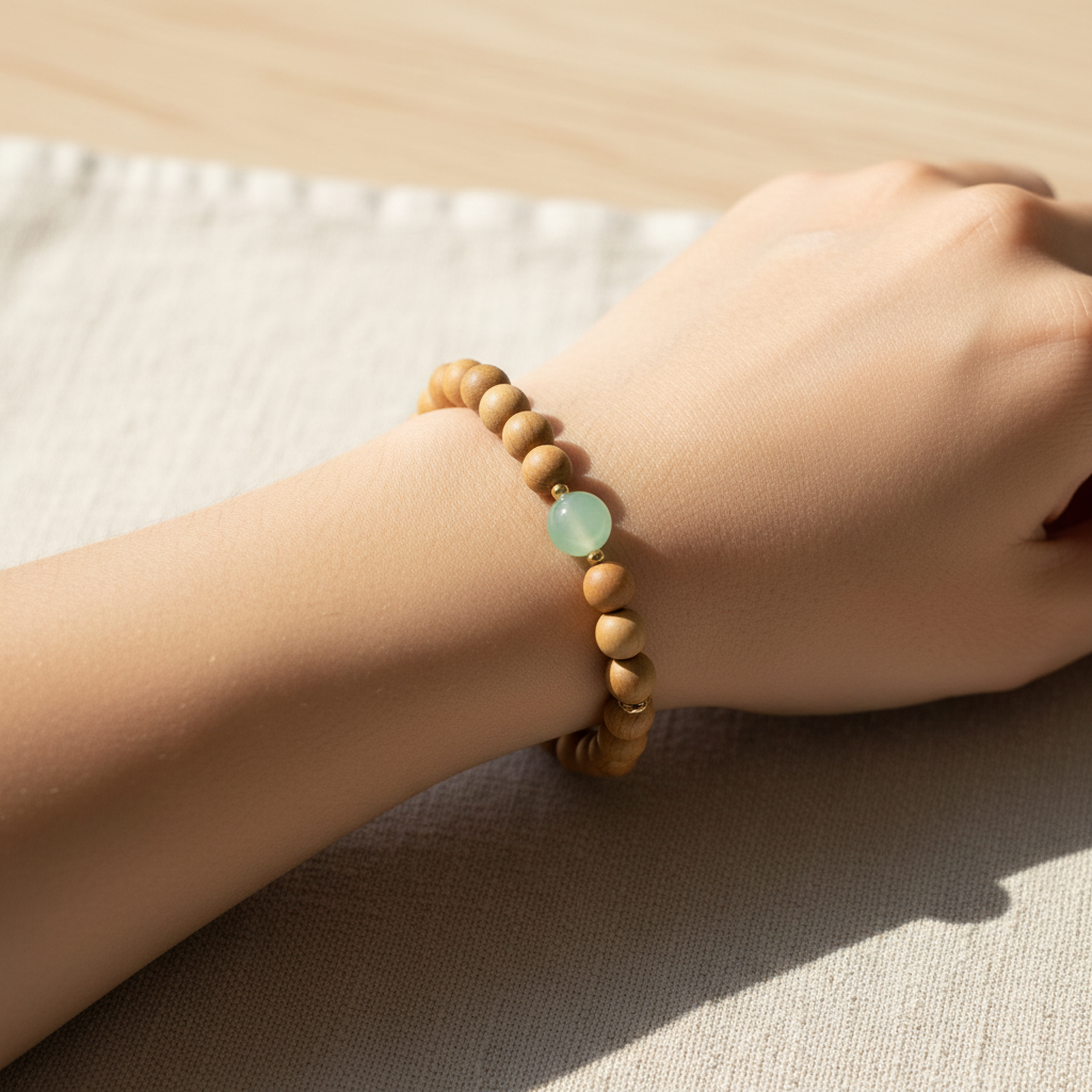 Beaded Bracelet with Sandalwood and Aventurine