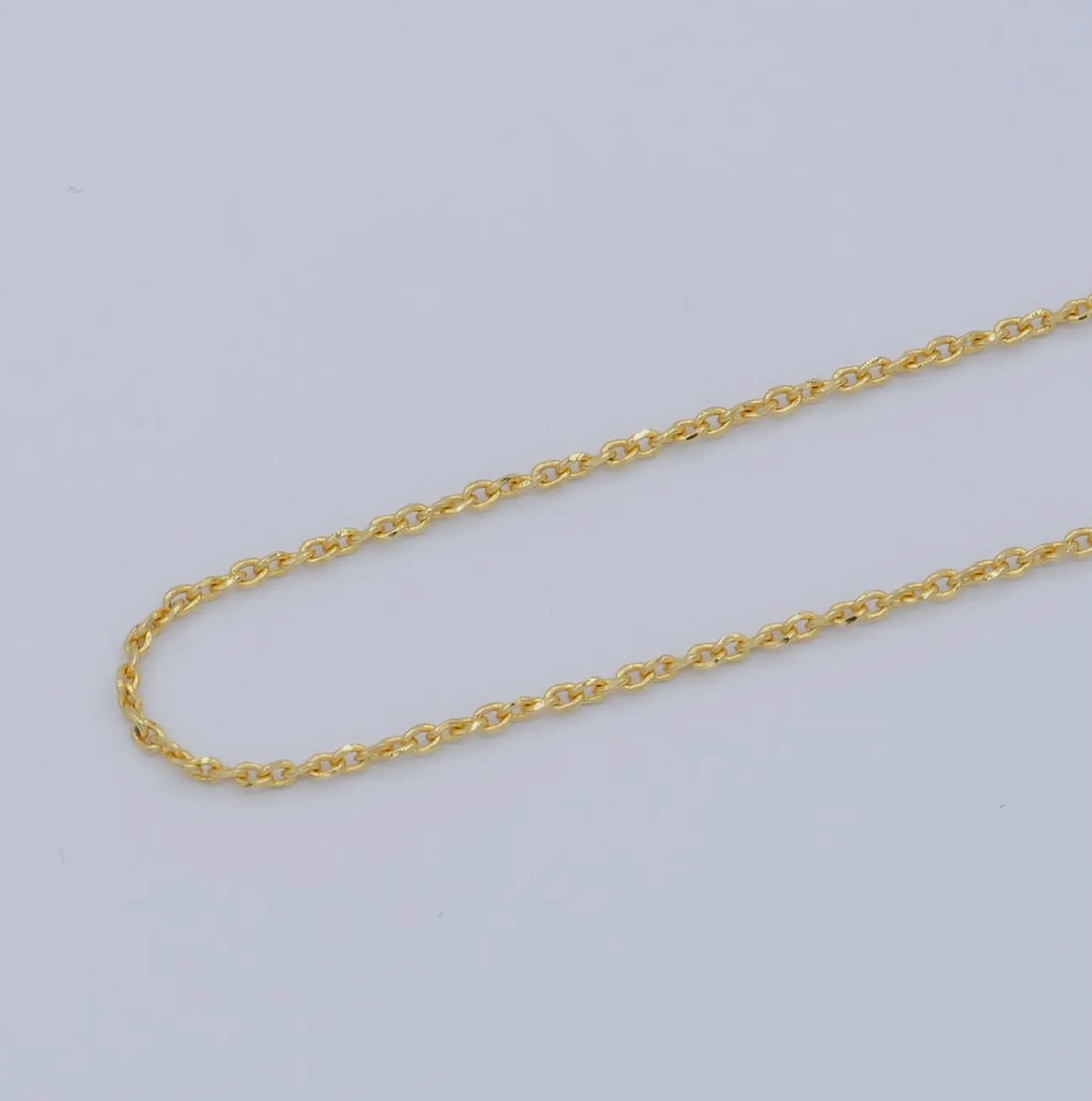 24K Gold Filled 1 mm Dainty Twisted Cable Link 18 inch Chain Necklace