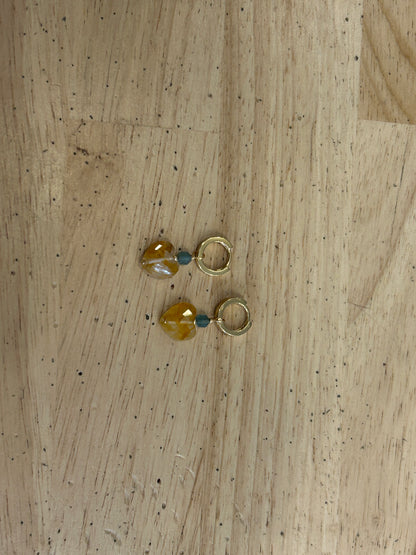 Citrine Heart Huggie Earrings