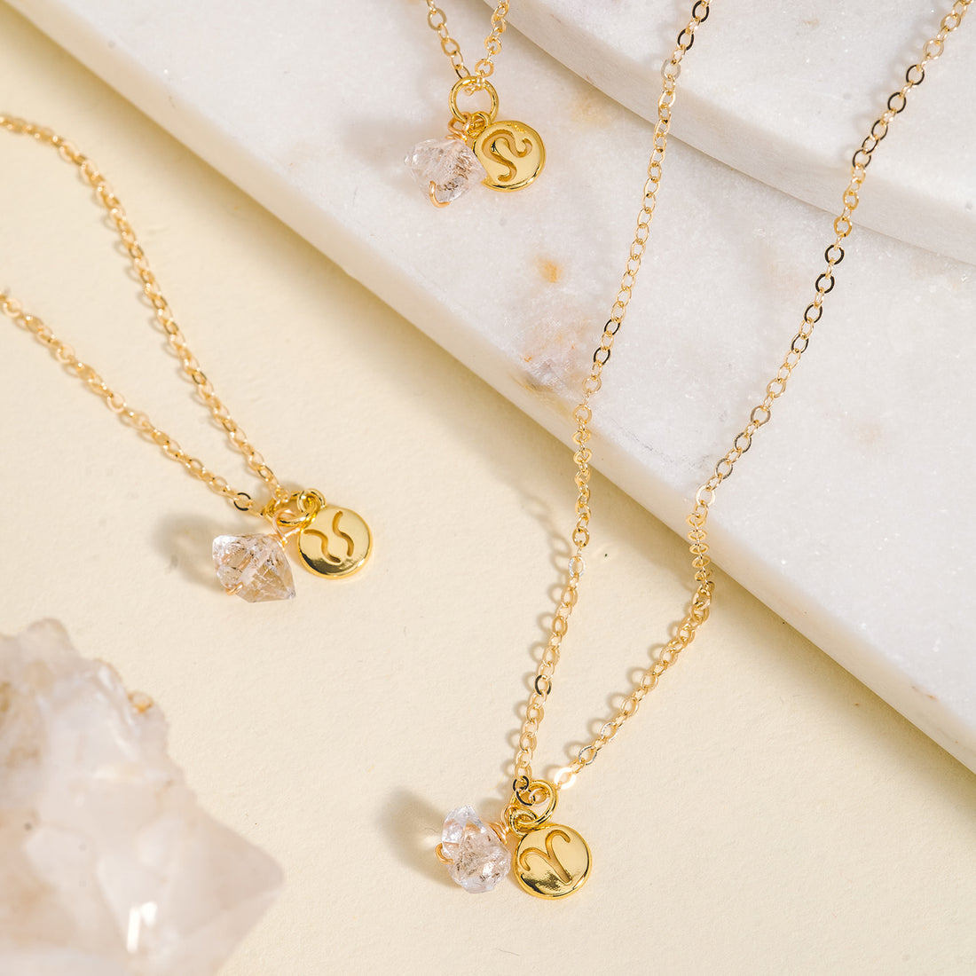 Zodiac Necklace With Herkimer Diamond