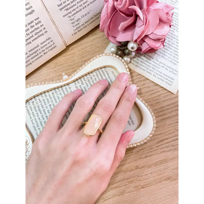 Rose Quartz Rectangle Ring - Gf