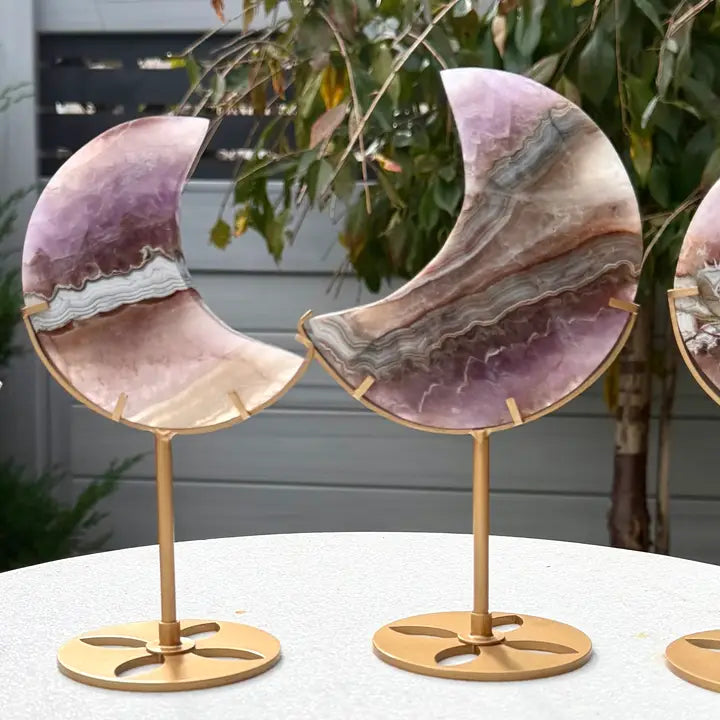 Amethyst Lace Agate Moon Stand
