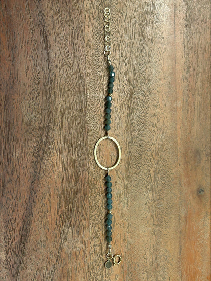 Green Garnet Beaded Crystal Bracelet