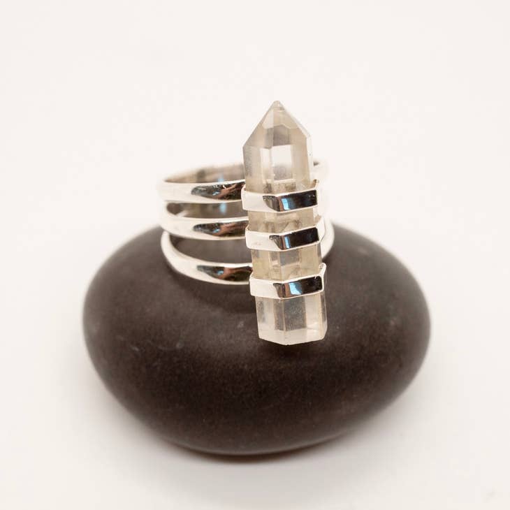 Crystal Quartz Point Ring - Silver
