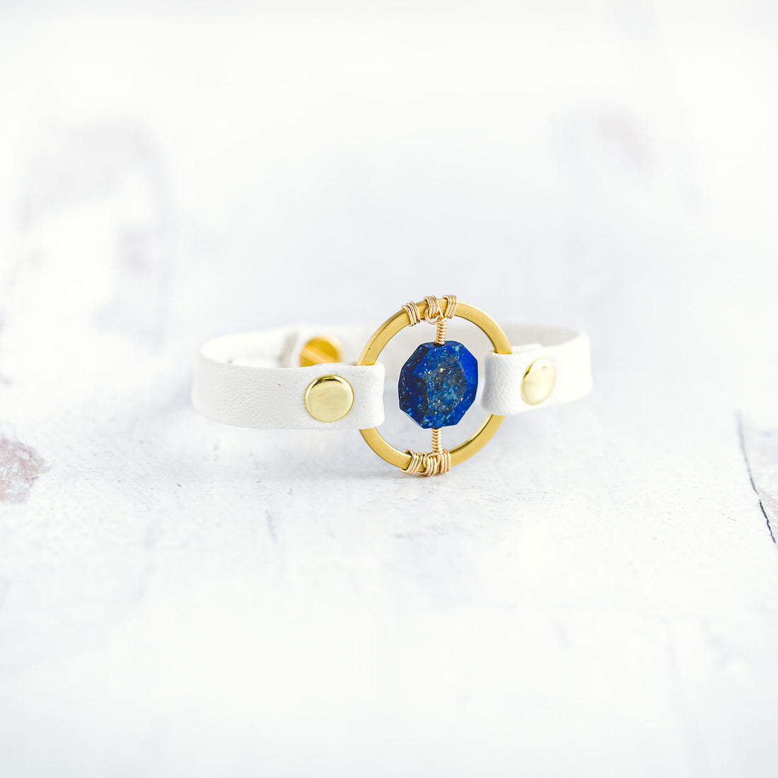Be the Light Bracelet - Gold &amp; White - Lapis Lazuli
