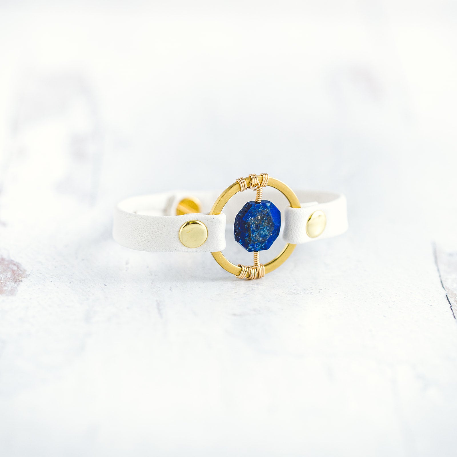 Be the Light Bracelet - Gold &amp; White - Lapis Lazuli