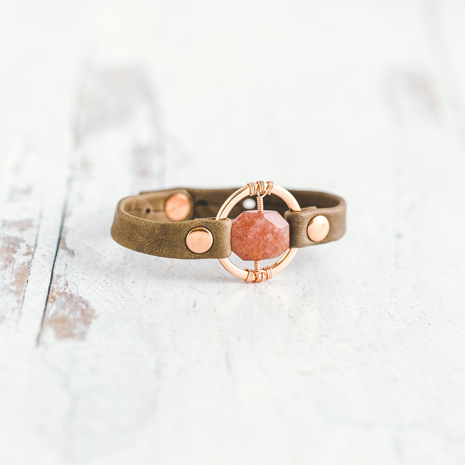 Be the Light Bracelet - Rose Gold - Strawberry Quartz