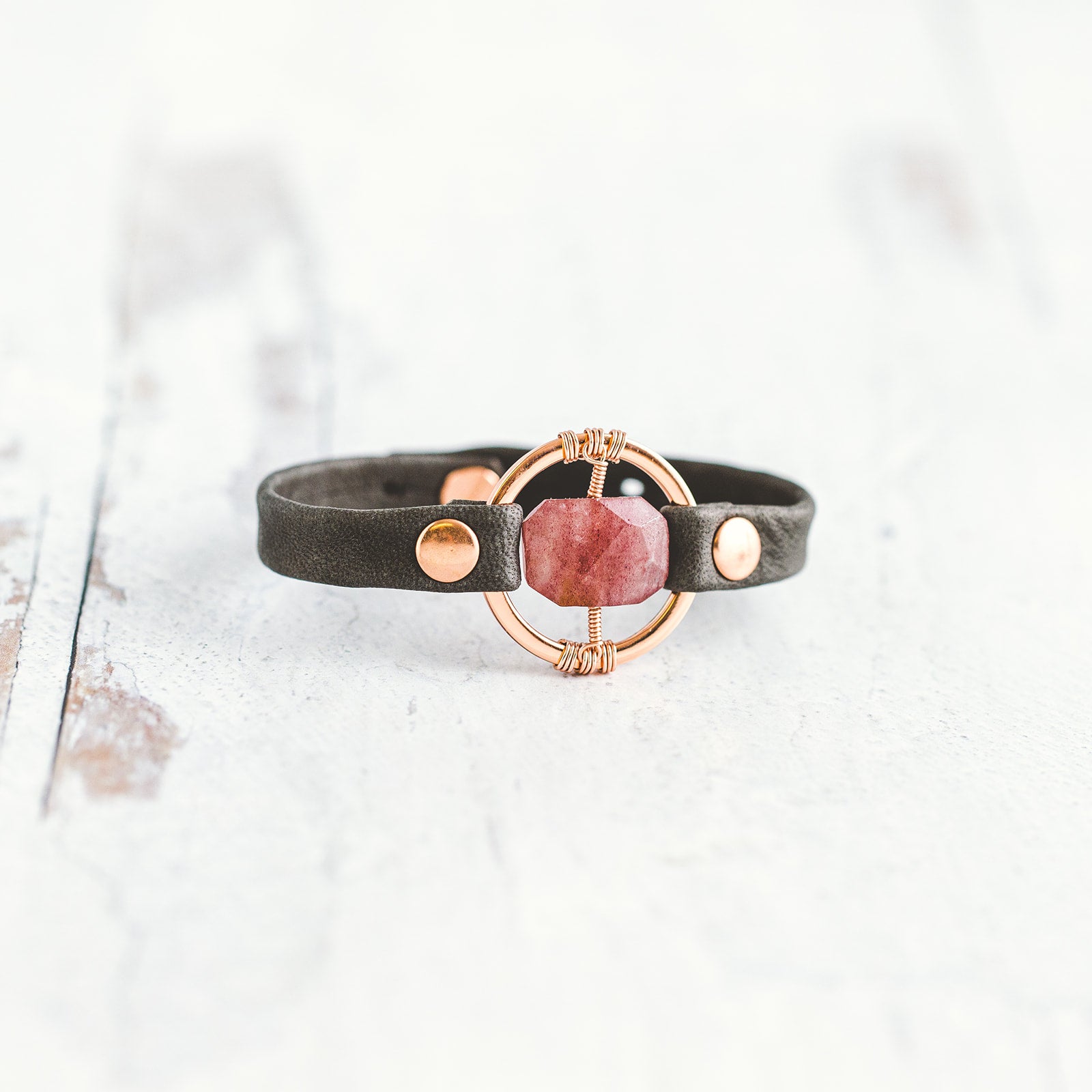 Be the Light Bracelet - Rose Gold - Strawberry Quartz