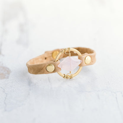 Be The Light Bracelet - Brushed Gold - Rose Quartz