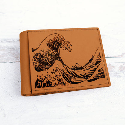 Bifold Leather Wallet - Wave