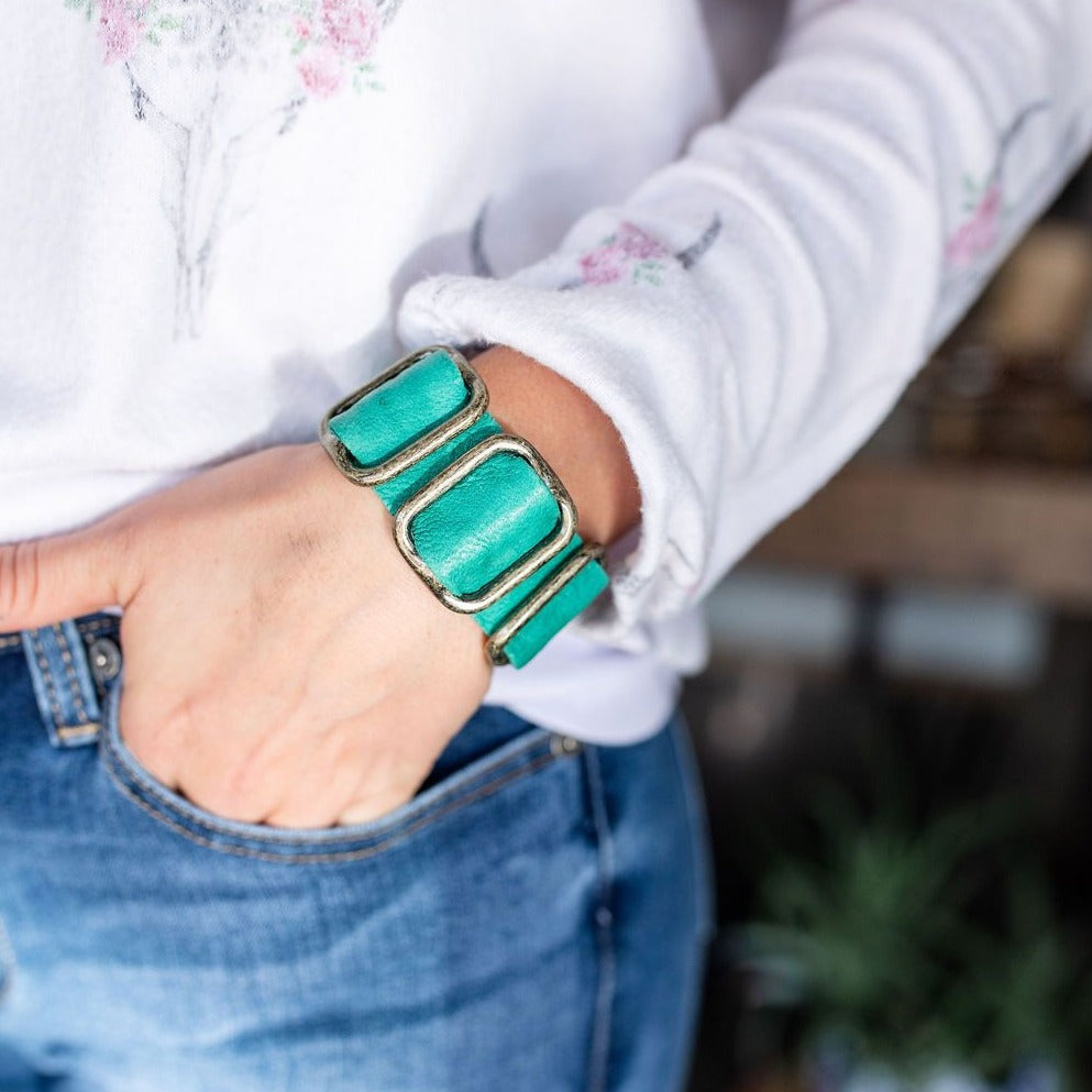 Fancy Cuff Bracelet - Antique Brass