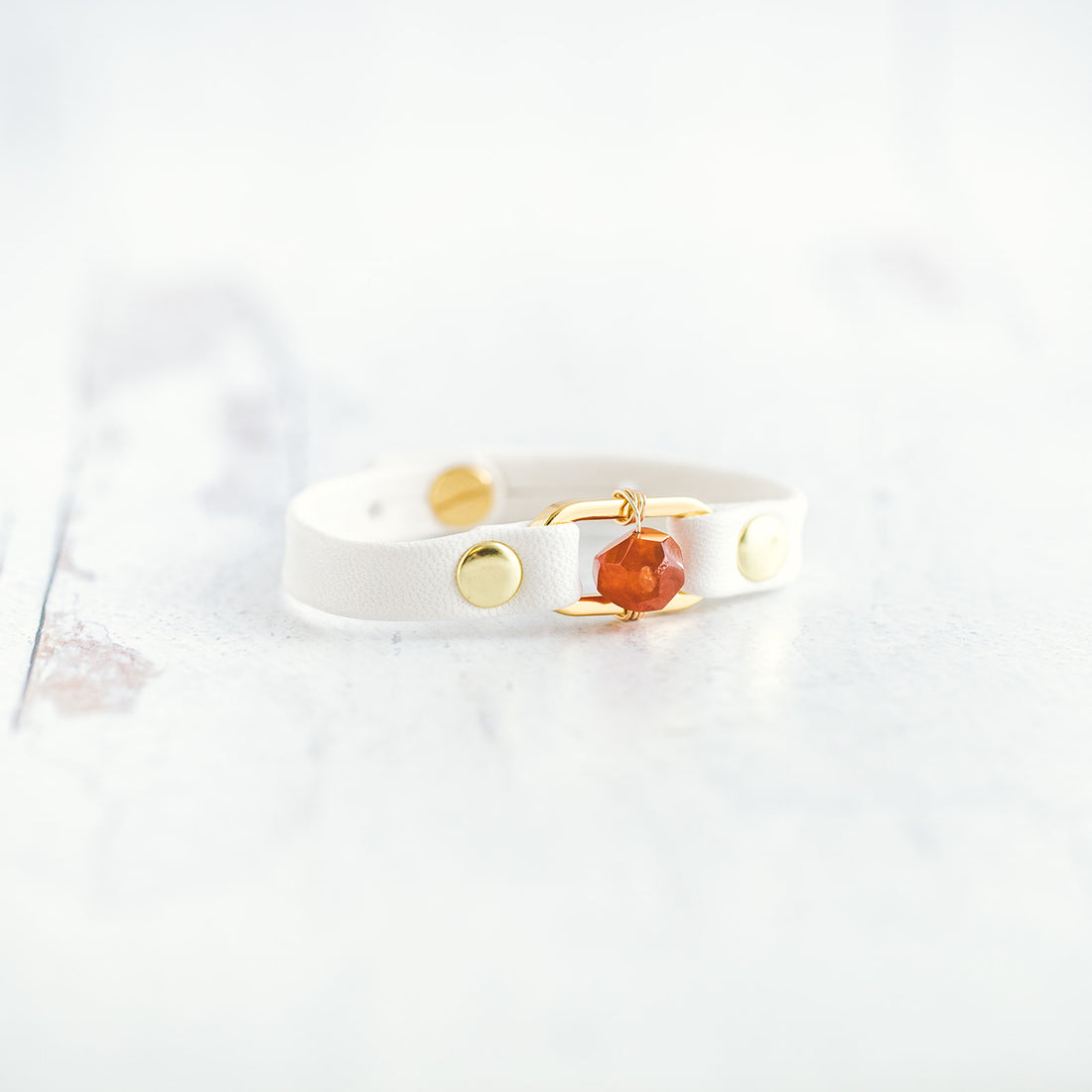Desert Rose Bracelet - Gold & White - Carnelian