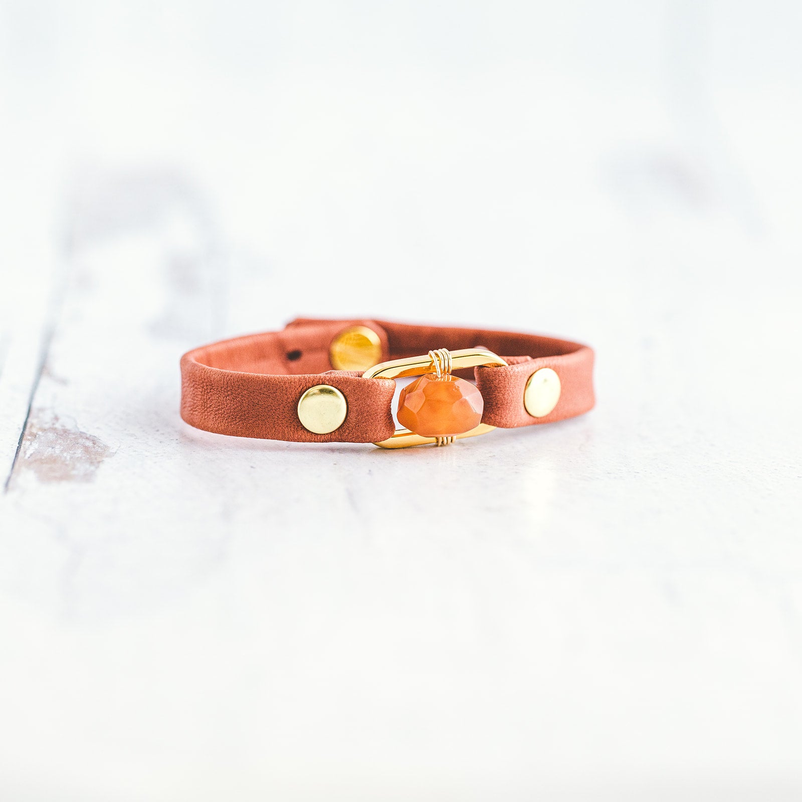 Desert Rose Bracelet - Gold &amp; Coral - Carnelian