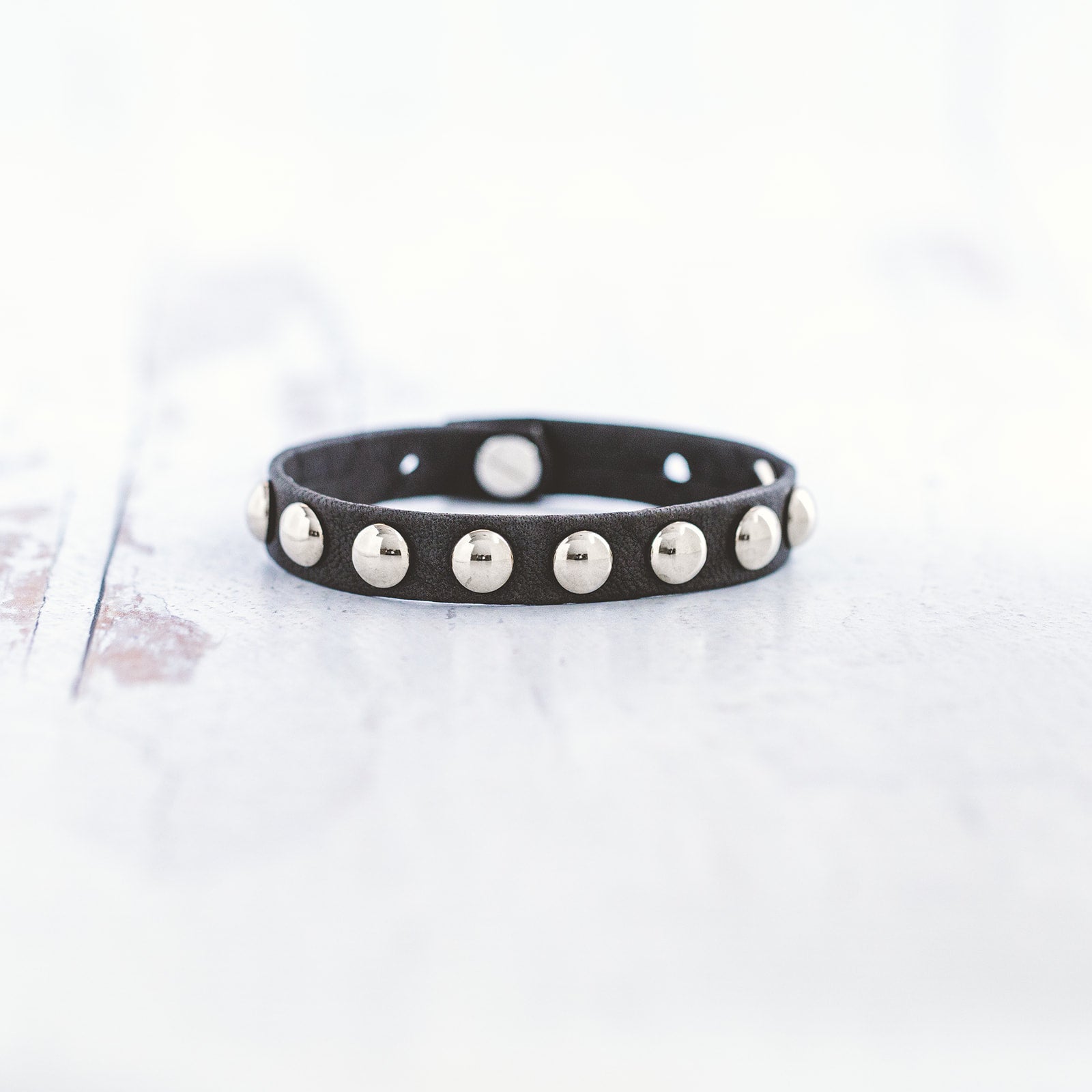 The Silver Plated Duo Black Leather Stack, Bralux