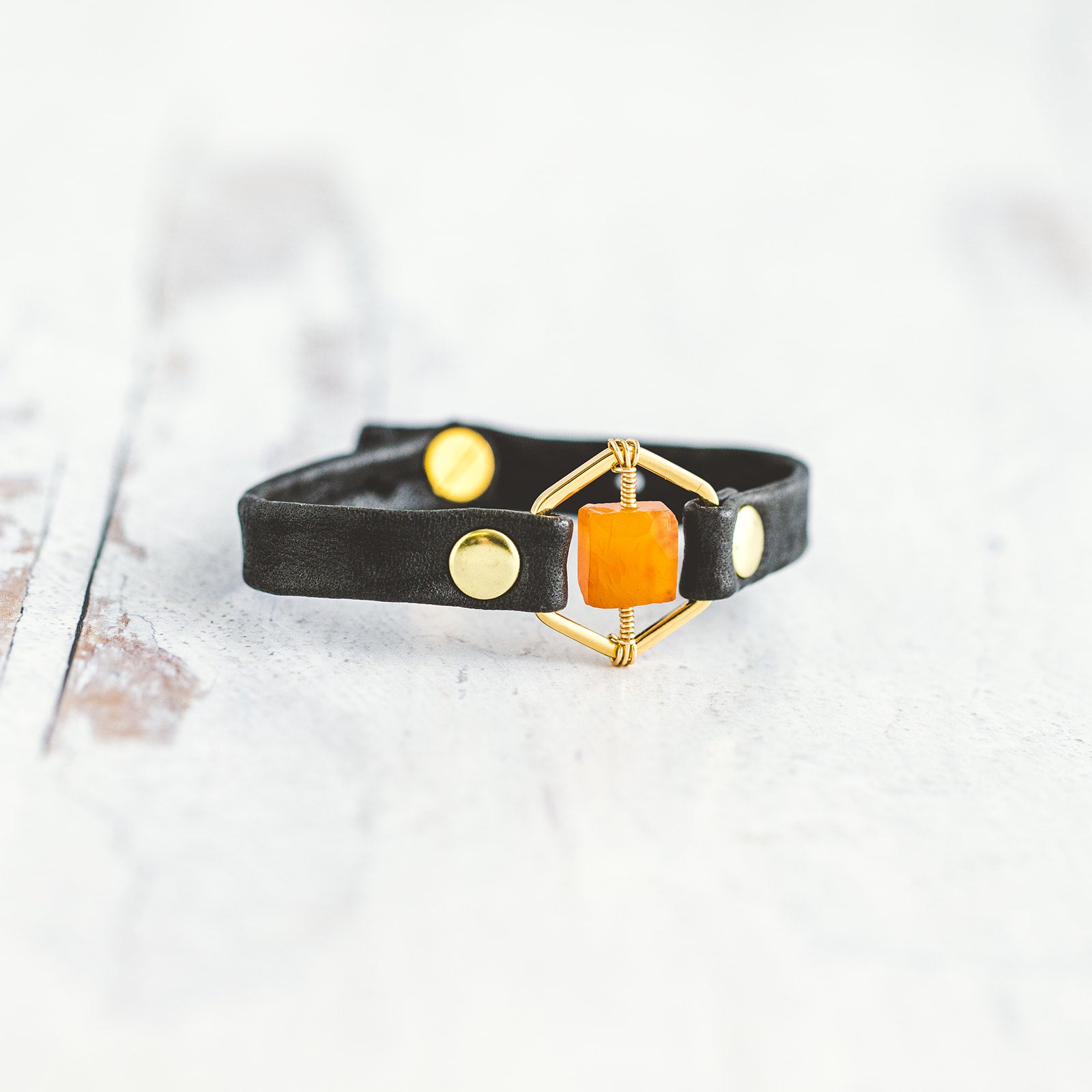 Honeycomb Bracelet - Gold - Carnelian