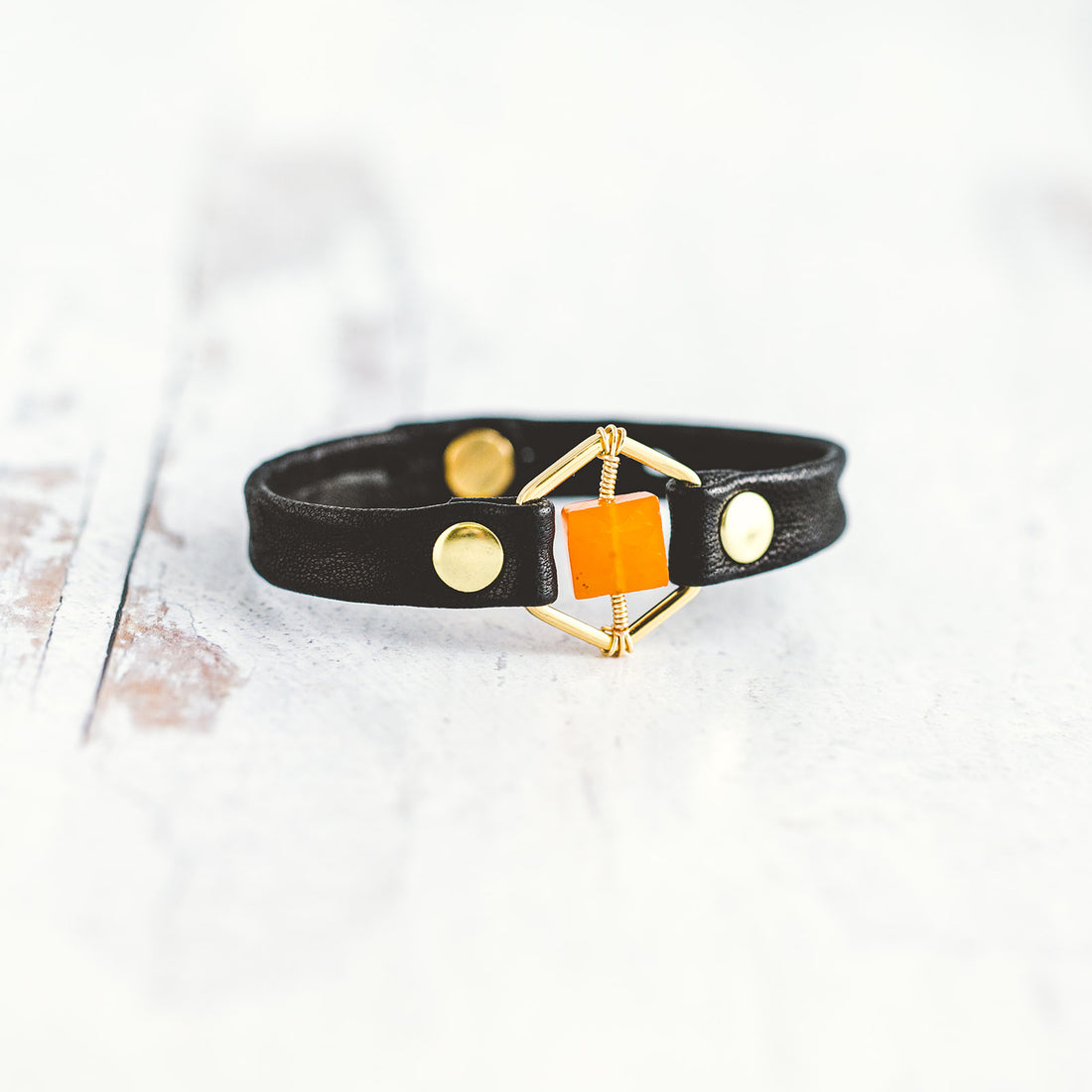 Honeycomb Bracelet - Gold - Carnelian