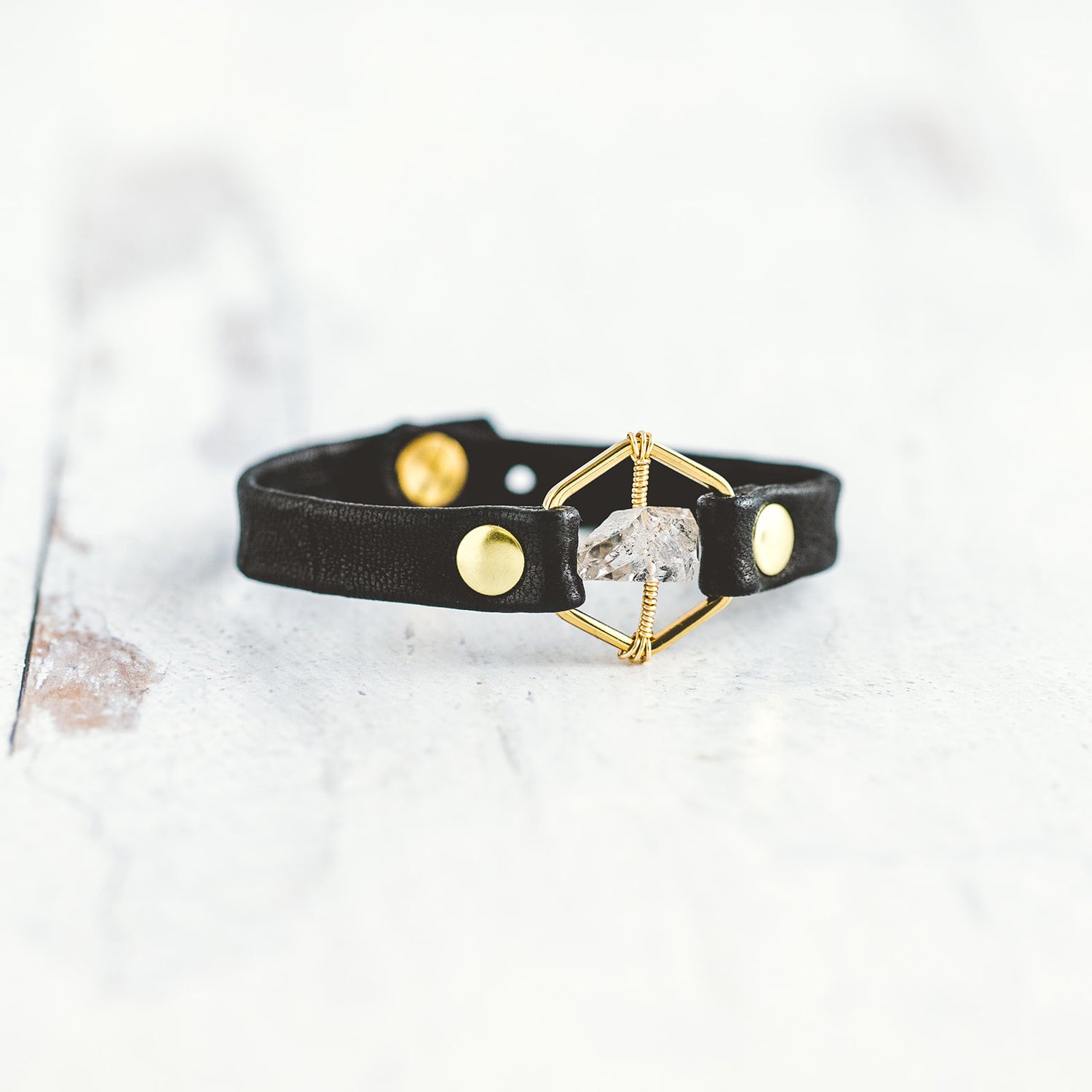 Honeycomb Bracelet - Gold - Herkimer Diamond