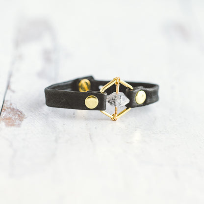 Honeycomb Bracelet - Gold - Herkimer Diamond