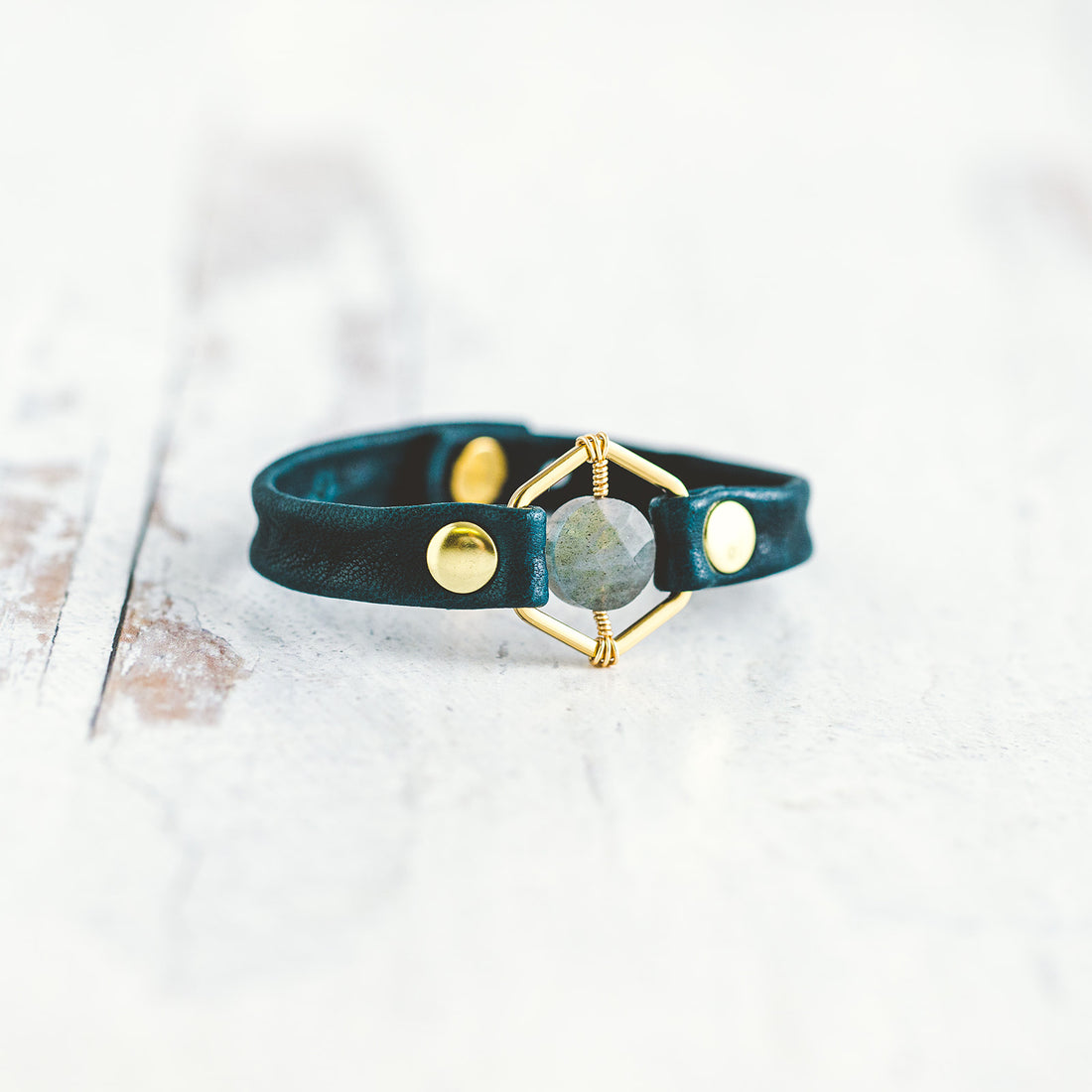 Honeycomb Bracelet - Gold - Labradorite