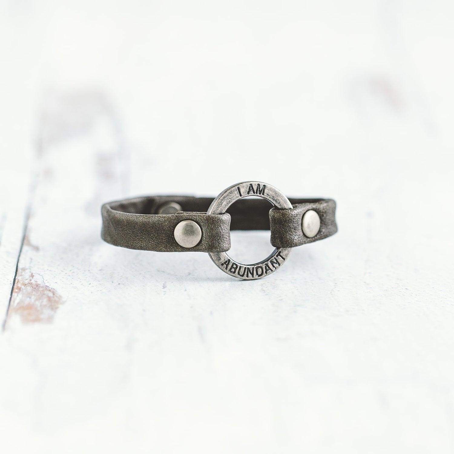 Mantra “ I AM ABUNDANT” Bracelet - Antique Silver