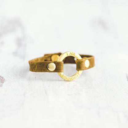 Mantra “ I AM ABUNDANT” Bracelet - Gold