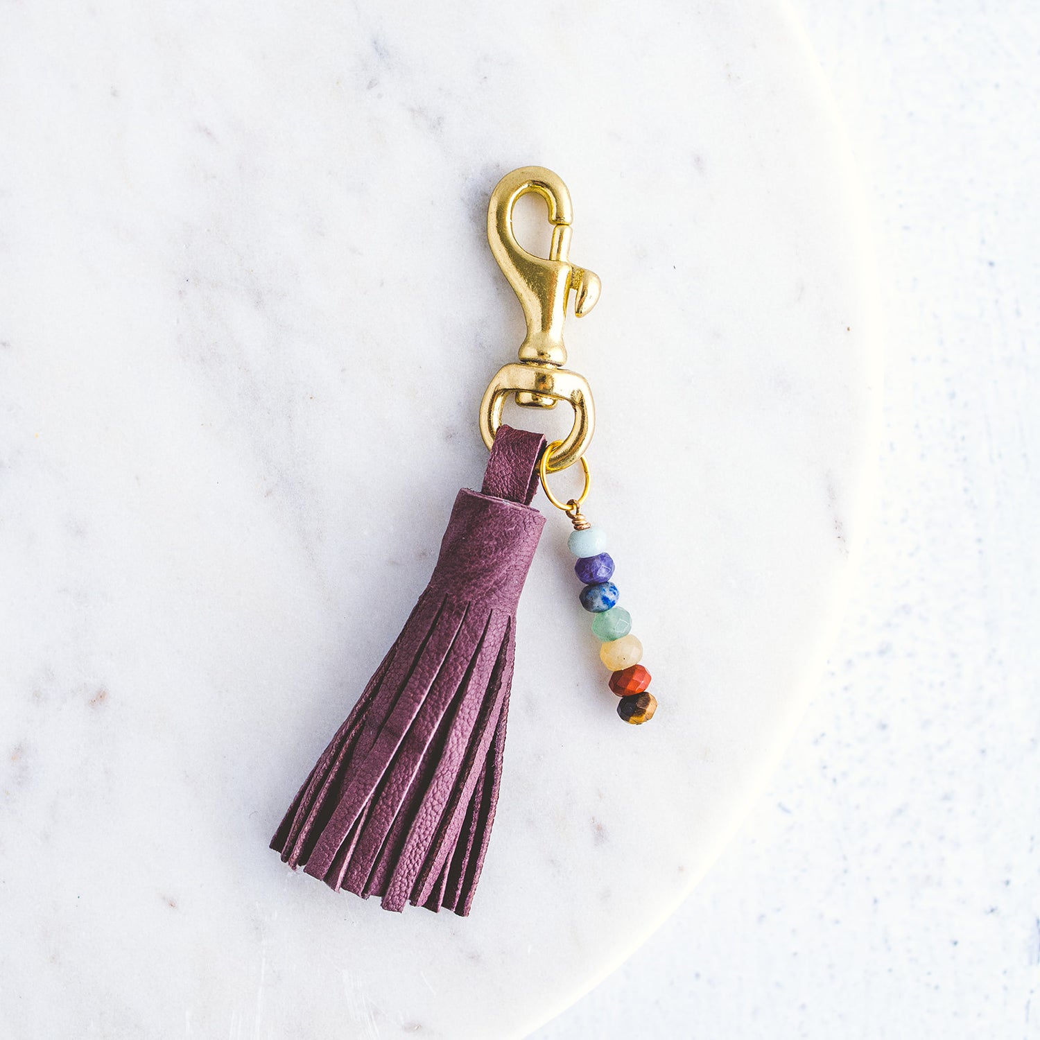 Leather Tassel Chakra Keychain