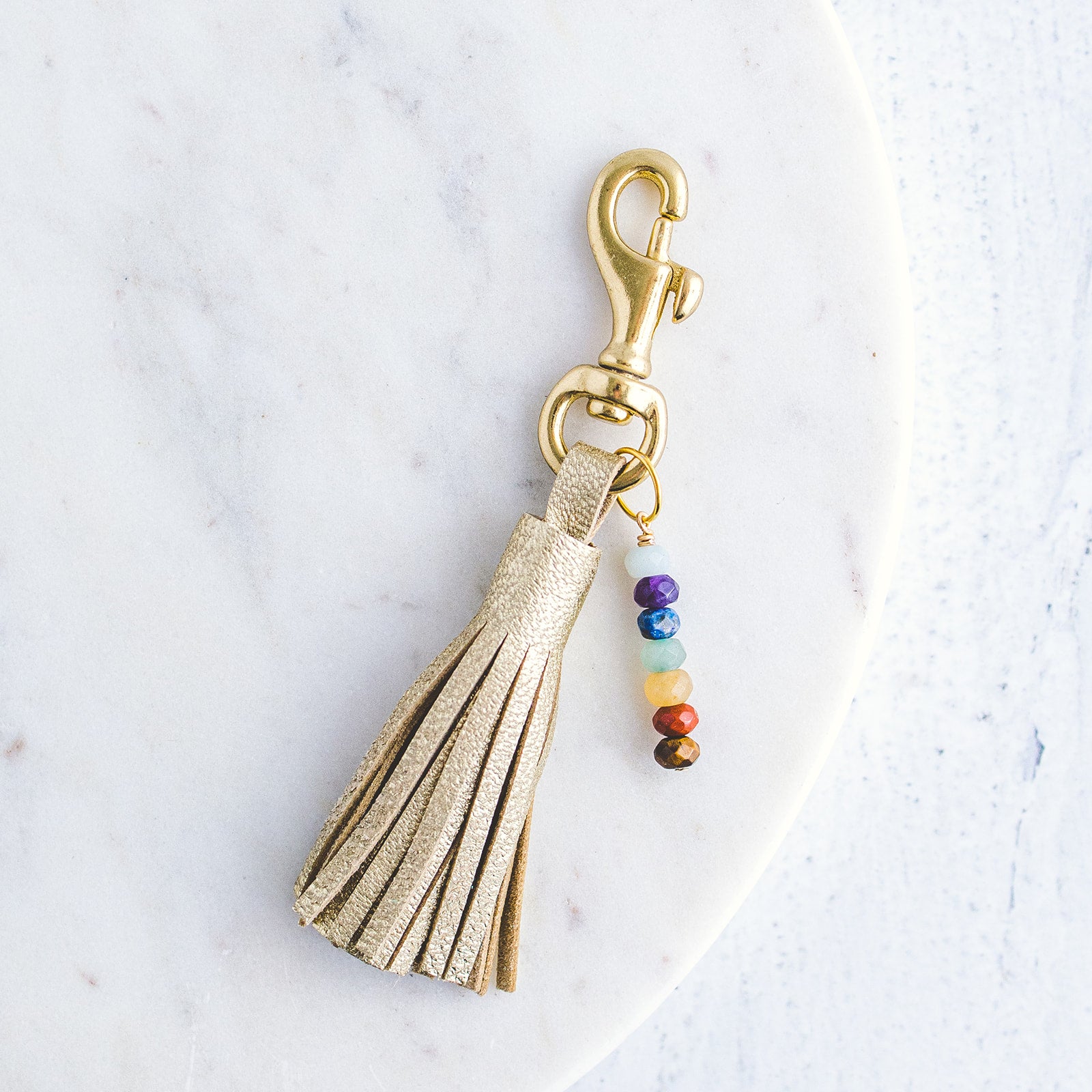 Leather Tassel Chakra Keychain