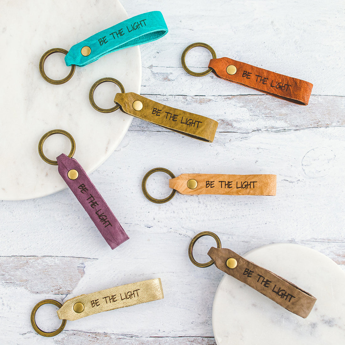 Be The Light - Etched Leather Keychain
