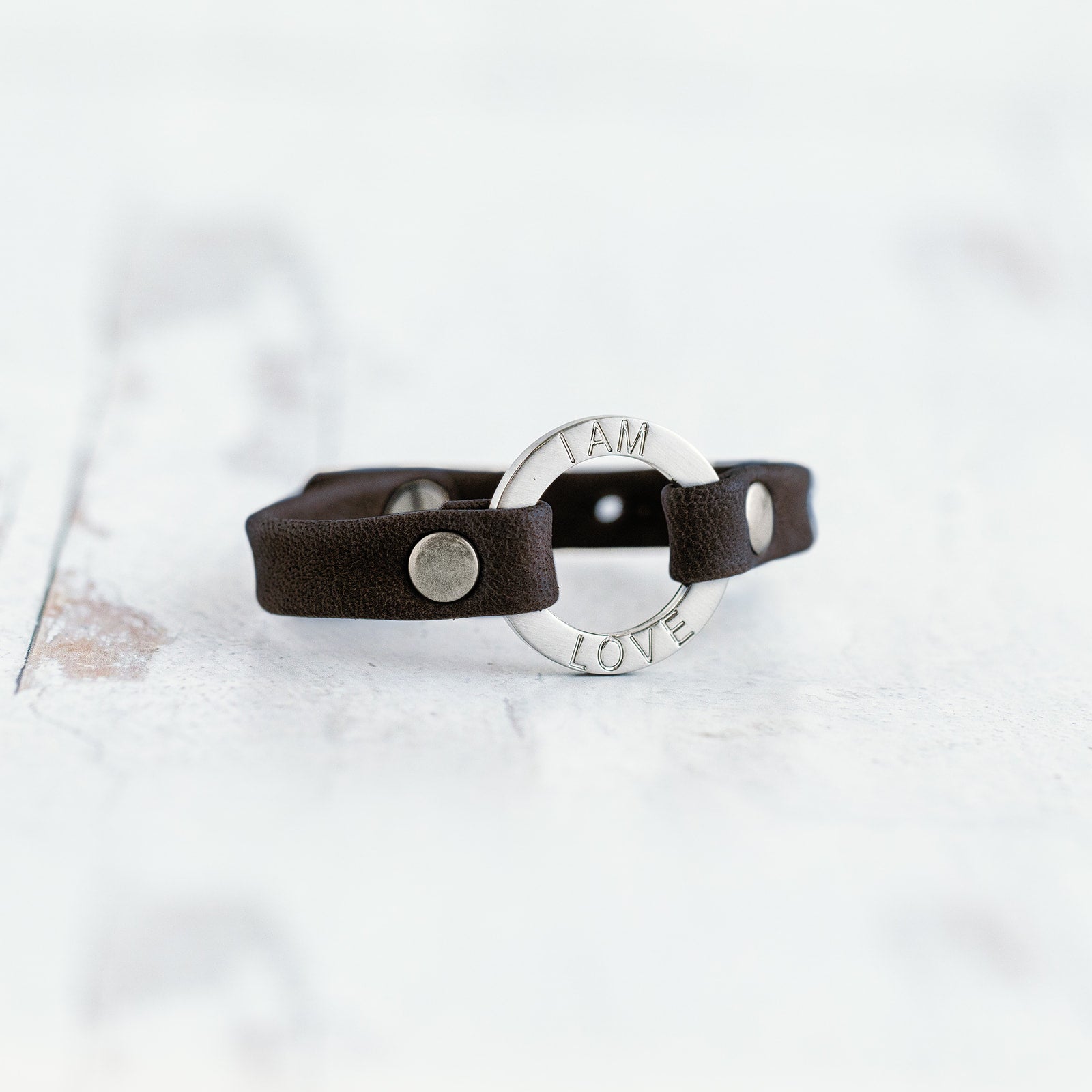 Mantra “ I AM LOVE” Bracelet - Brushed Silver