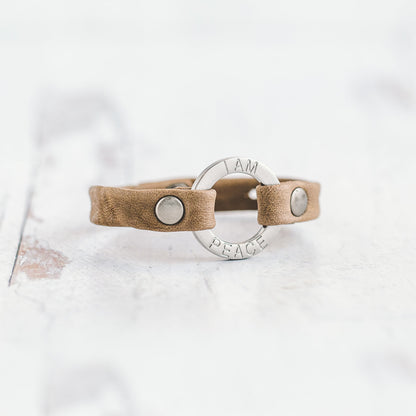 Mantra “ I AM PEACE” Bracelet - Brushed Silver