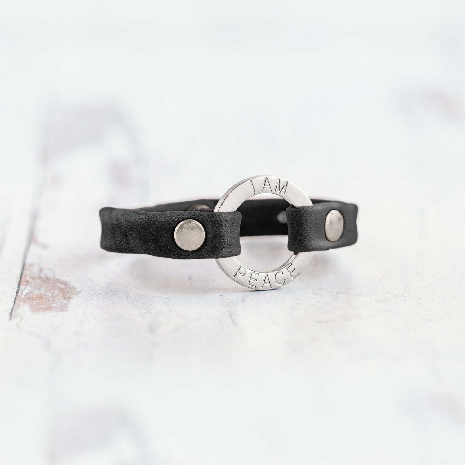 Mantra “ I AM PEACE” Bracelet - Brushed Silver