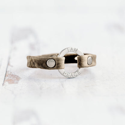 Mantra “ I AM PEACE” Bracelet - Brushed Silver