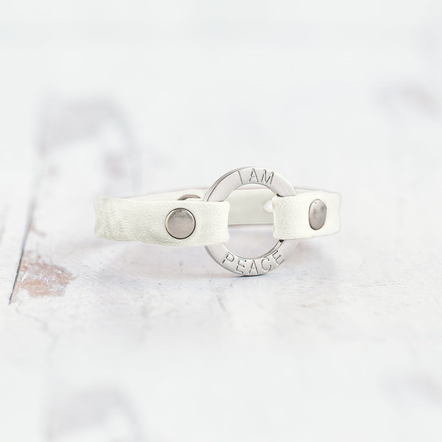 Mantra “ I AM PEACE” Bracelet - Brushed Silver