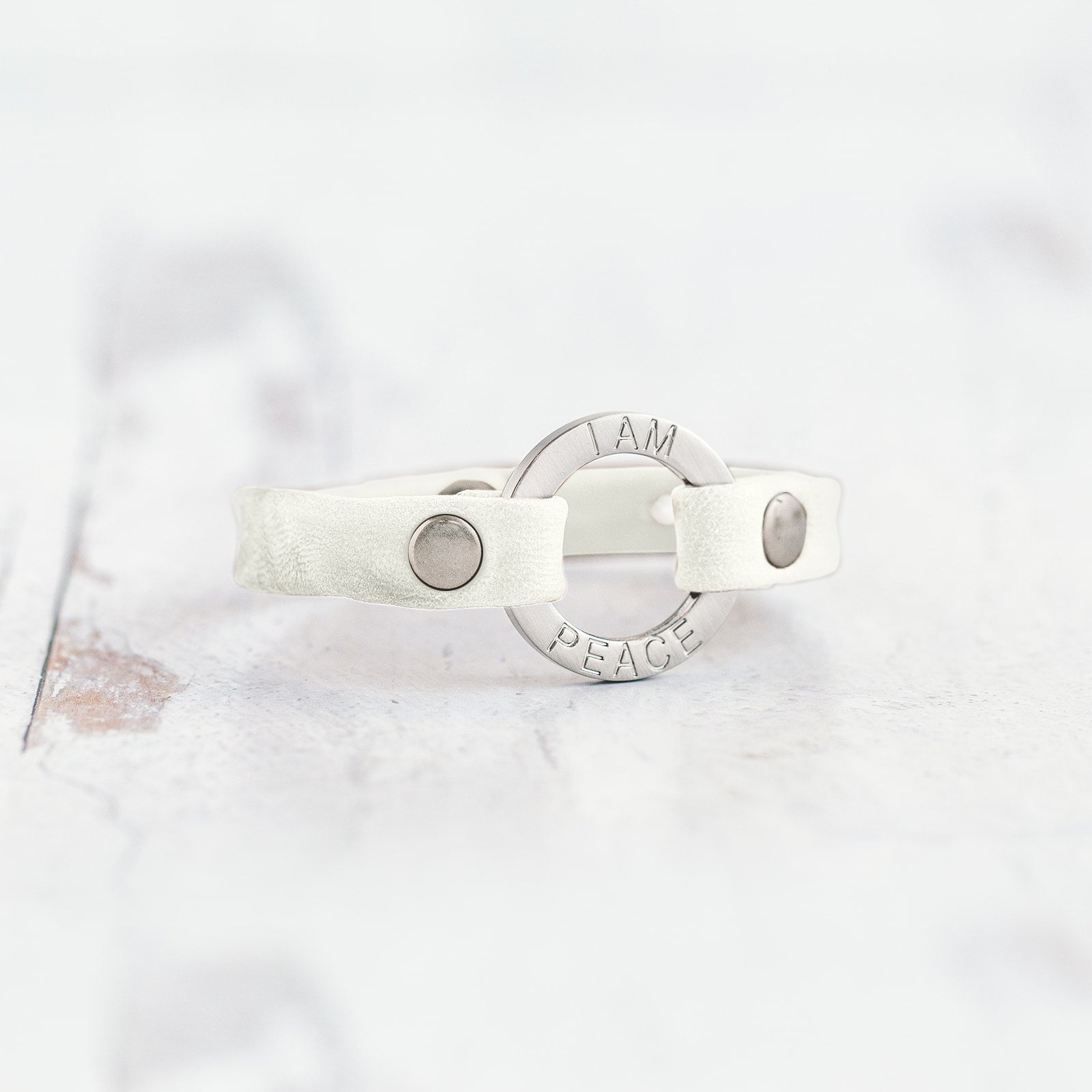 Mantra “ I AM PEACE” Bracelet - Brushed Silver